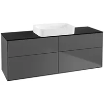 Villeroy & Boch Finion Waschtischunterschrank G73200GK 160x60,3x50,1cm, Glass Black Matt, Anthracite Matt