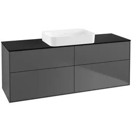 Villeroy & Boch Finion Waschtischunterschrank G73200GK 160x60,3x50,1cm, Glass Black Matt, Anthracite Matt