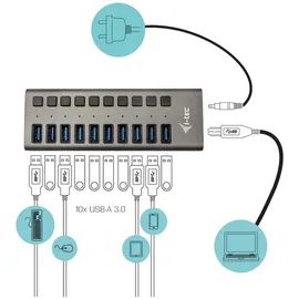 iTEC i-tec USB 3.0 Charging HUB 10 port + Power Adapter 48 W