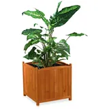 MuCoLa 50cm Blumentopf eckig Blumen Pflanztrog Blumenständer Blumenkasten Holz braun