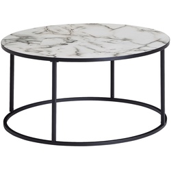 KADIMA DESIGN Runder Couchtisch Marmor-Optik, Modernes Design, 80 cm Durchmesser