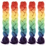 5 Stücke Kanekalon Jumbo Braid Ombre 60cm Regenbogen Flechthaar Jumbo Braid Kunsthaar Synthetik Kanekalon Haar Flechten Haarverlängerung für Crochet Twist Flechten Kunsthaar Zum Einflechten Braids