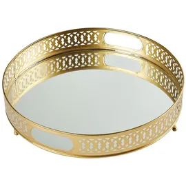 Marrakesch Orient & Mediterran Interior Spiegeltablett Serviertablett Deko Tablett Rund Nikita Gold