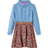 vidaXL Kinderkleid mit Langen Ärmeln Marineblau Jeansblau 116