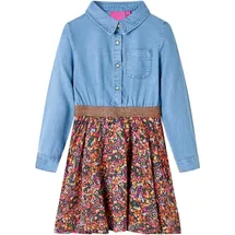 vidaXL Kinderkleid mit Langen Ärmeln Marineblau Jeansblau 116