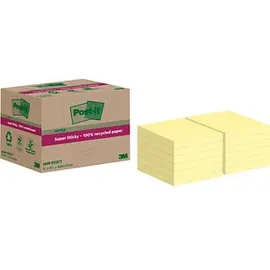 Post-it Post-it® Super Sticky Recycling Notes Haftnotizen extrastark gelb, 12 Blöcke