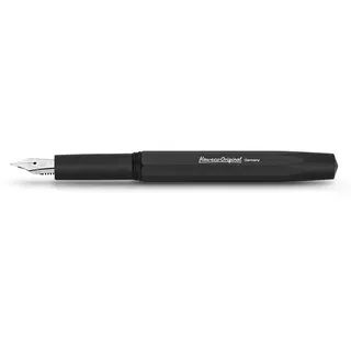 Kaweco ORIGINAL Füllhalter 060 Black Chrome I Exklusiver Aluminium Füllfederhalter für Tintenpatronen inklusive elegantem Blechetui I Luxus Füller 12,7 cm in Schwarz I Federbreite: B (Breit)