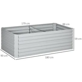 Outsunny Hochbeet 180 x 90 x 59 cm Hellgrau