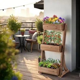 Tectake Vertikalbeet 3 Etagen 60 x 49 x 140 cm