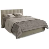 Juskys Boxspringbett Seattle - Malmo-Stoff, komfortable Einstiegshöhe - Beige