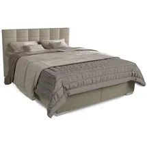 Juskys Boxspringbett Seattle - Malmo-Stoff, komfortable Einstiegshöhe - Beige