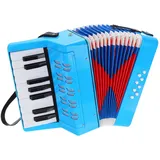 QUARKZMAN Akkordeon 17 Tasten 8 Bassknopf Ziehharmonika Spielzeug Mini Musikinstrument Leichtgewicht für Erwachsene Anfänger Bildung, Hellblau