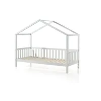 58 aufm Kessel Hausbett Kapua 210x97x170 Kinderbett Massivholz Weiß