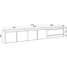 SKRAUT HOME Lowboard 315x50 cm Beige Holzwerkstoff