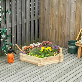 Outsunny Hochbeet sechseckig 100 x 92 x 16 cm Natur