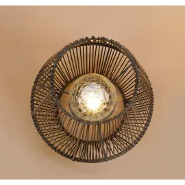 esotec Solarleuchte Polyrattan 30 cm inkl. LED Bruchglaskugel schwarz