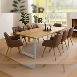 möbelliebling Esstisch Baumkante massiv Akazie eichefarben 180 x 90 silber NIAH