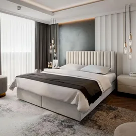 masseno Boxbett mit Bettkasten ¦ beige ¦ Maße (cm): B: 180 H: 98