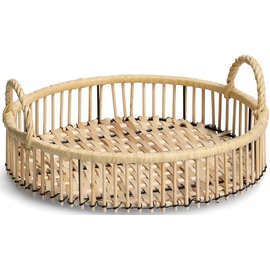 Zeller Present Tablett, Dekotablett Rattan,