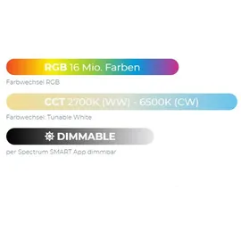 Spectrum Smart LED Birnenform 9W = 62W E27 matt RGBW + CCT 2700K - 6500K Tuya Wi-Fi