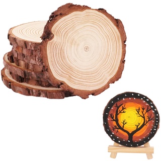 10 Stück Runde Holz Scheiben Verzierung, Holzscheiben, Holz Scheiben rund Natur, Holz Deko Baumscheiben für DIY Handwerk Hochzeit Mittelstücke(10-11cm)