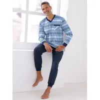 Sieh an! Schlafanzug in eisblau-dunkelblau-bedruckt | Gr.: 44-46