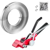 Vevor Stahlband Umreifungsset 3 tlg. mit 30,5 m Metallband und 100 Metallklammern