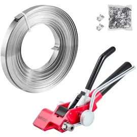 Vevor Stahlband Umreifungsset 3 tlg. mit 30,5 m Metallband und 100 Metallklammern