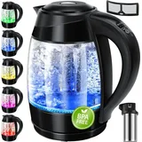 Kesser KESSER® 1,8L Edelstahl Wasserkocher 2200W Glaswasserkocher Warmhaltefunktion