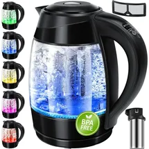 Kesser KESSER® 1,8L Edelstahl Wasserkocher 2200W Glaswasserkocher Warmhaltefunktion