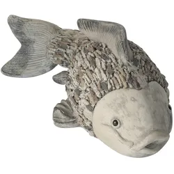 Steinfigur Fisch 36 cm Koi Deko Gartenfigur Polystone Steinoptik