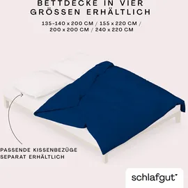 schlafgut Knitted Jersey unifarben Blau 155 x 220 cm + 40 x 80 cm