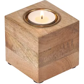 Marrakesch Orient & Mediterran Interior 4er Set Holz Teelichthalter als Tischdeko Massivo Natur