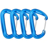 Relaxdays Karabiner Aluminium 4er Set, Outdoor, Schwerlast Karabinerhaken 1700 kg, Rucksack, Schlüssel, Hängematte, blau