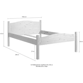 Home Affaire Massivholzbett HOME AFFAIRE "Bolton", weiß, B:148,5cm H:95cm L:208cm, Betten, Massivholzbett, aus massivem Kiefernholz, in unterschiedlichen Größen und Farben