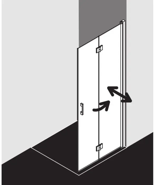 Kermi Liga Pendel-Falttür LI2YR10020VAK 100x200cm, silber hochglanz, ESG klar, rechts