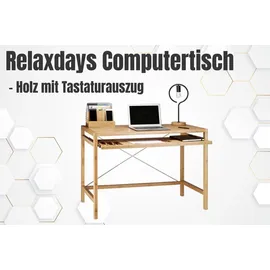 Relaxdays Computertisch mit Tastaturauszug beige