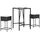 vidaXL 3-tlg. Gartenbar-Set mit Kissen Schwarz Poly Rattan
