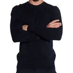 steffen klein Herren Strick-Pullover Baumwoll-Pulli Alltags-Sweater Rundhals-Pullover 4387 Dunkelblau - S