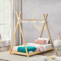 [en.casa] Kinderbett Vimpeli 70 x 140 cm Bambus naturbelassen beige