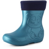 Ladeheid Eva Kinder Jungen Mädchen Gummistiefel Regenschuhe gefüttert LA-CA-11 (Metallisches Blau, 24/25 EU)