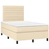 vidaXL Boxspringbett mit Matratze & LED Creme 120x190 cm Stoff