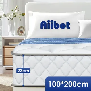 Aiibot Matratze 100x200 cm, Höhe 23cm, orthopädische 7-Zonen Federkernmatratze 100x200, Matratzen, Federkernmatratzen mit Spannbettlaken