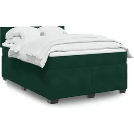 vidaXL Boxspringbett mit Matratze Dunkelgrün 140x200 cm Samt
