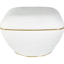 Sitzhocker KAYOOM "Hocker Contessa 125, vielseitig einsetzbarer Allrounder, elegante Form", gold (weiß, gold), B:60cm H:42,5cm T:60cm, Bezug: 50% Baumwolle 50% Acryl / Korpus: Pappelholz, Hocker, komfortabel, hochqualitativ, pflegeleicht, elegante Form