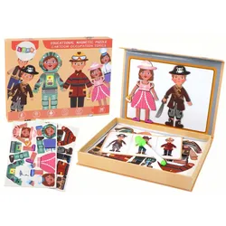 LEAN Toys Puzzle Puzzle-Set Magnetisch Zeichentrickfiguren Cartoon Set Spielzeug Tafel, Puzzleteile