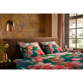 Muller Textil Yeya Blumen Petrol 135 x 200 cm + 2 x 80 x 80 cm