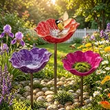 3 StückBlumen Gartenstecker VogelträNke, Bienentränke für Rasen,Beete Vögel