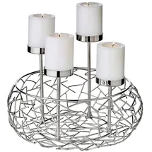 Edzard Adventskranz Milano Up, ø 30 cm, Edelstahl glänzend vernickelt, für Stumpenkerzen ø 6
