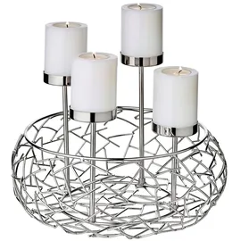 Edzard Adventskranz Milano Up, ø 30 cm, Edelstahl glänzend vernickelt, für Stumpenkerzen ø 6